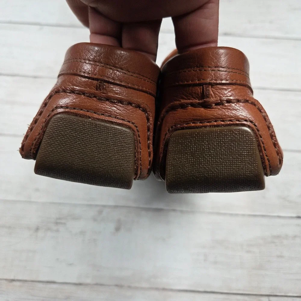 Mercanti Fiorentini Loafers Men 8M Cognac Brown Woven Leather Driving Mocs Relax